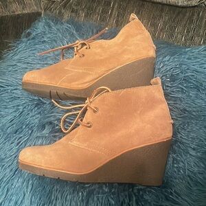 Sperry Top-Sider Harlow Shoes Cognac Leather Ankle Wedge Boot